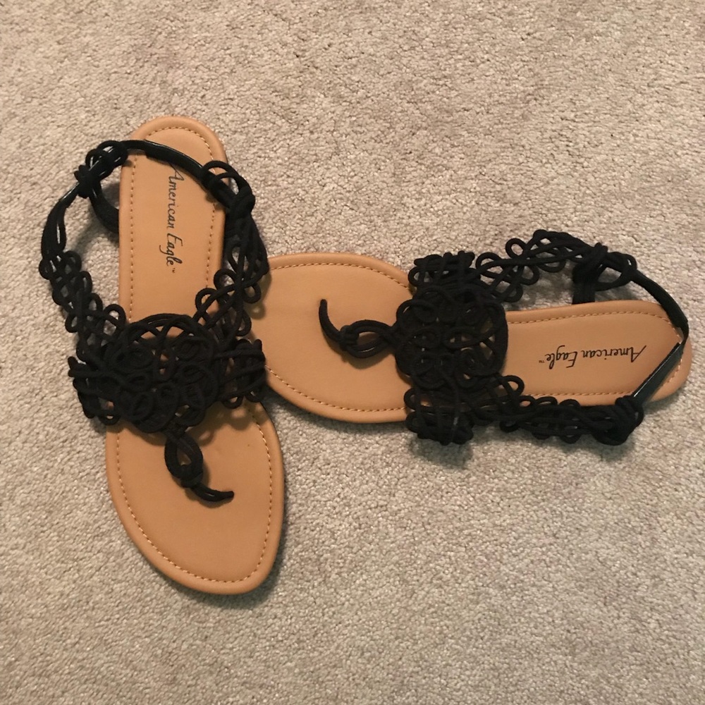 Black Knotted and Spiral Sandals